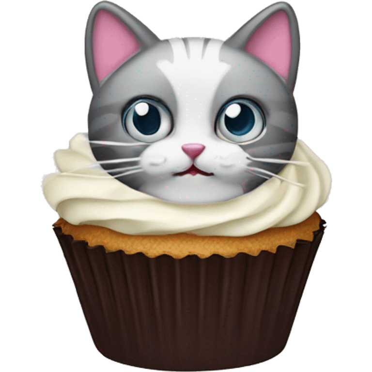 Cupcake with a Cat head and cream on top emoji