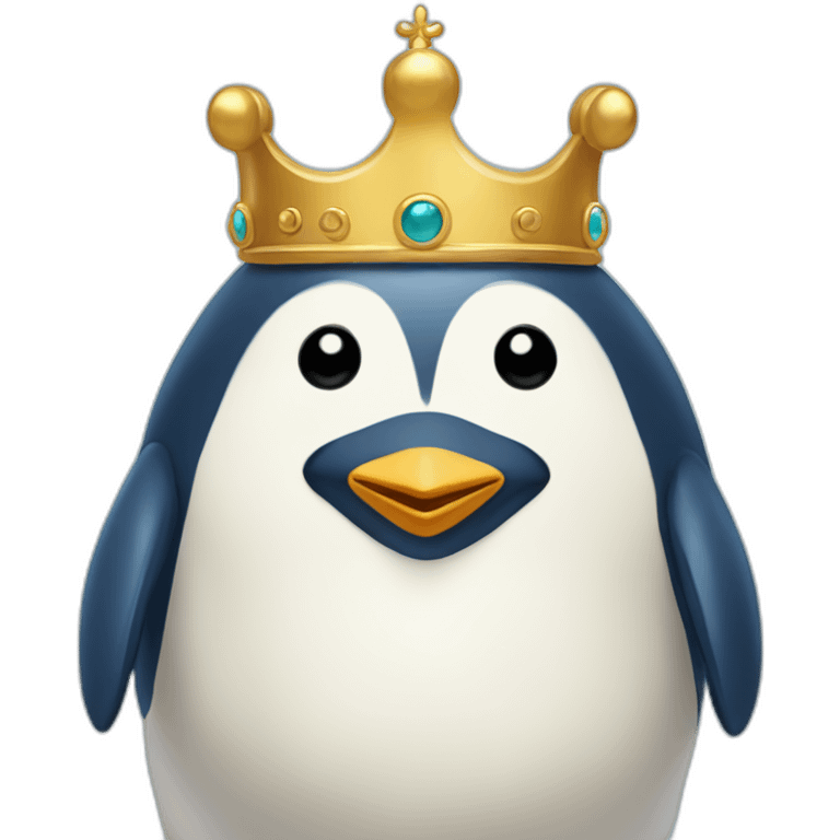 kawaï blue pudgy penguin wearing a golden crown emoji