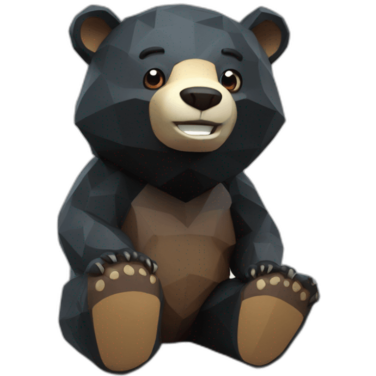 Happy Lowpoly black bear with petrol emoji