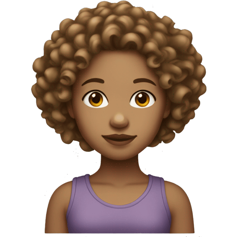 light skin girl with curly brown hair emoji