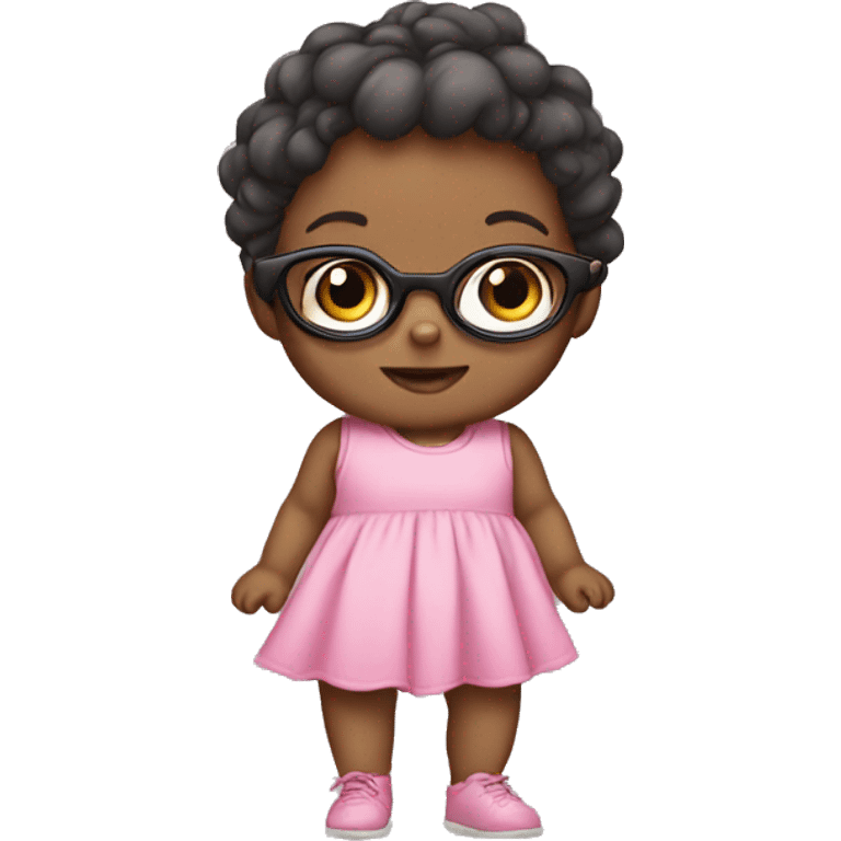 Baby wearing a pink dress and glasses  emoji