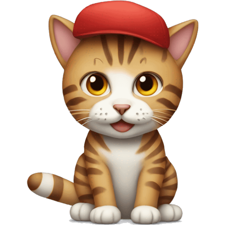 Striped Cat in a red cap emoji