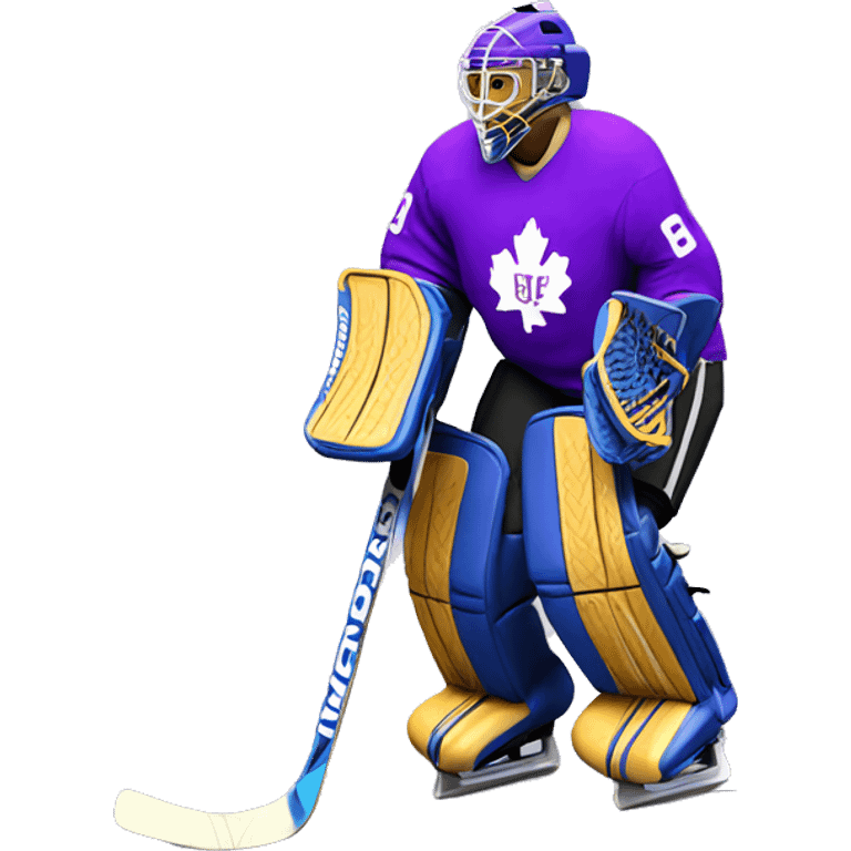 Hockey goalie in purple jersey emoji