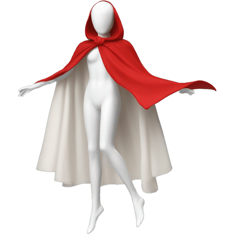 faceless white mannequin flying red cape emoji