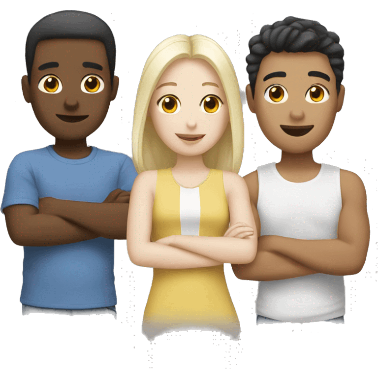 three white and asian friends emoji