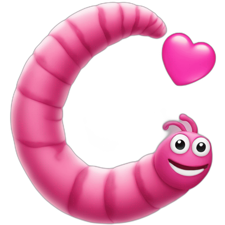 pink worm with hearts emoji