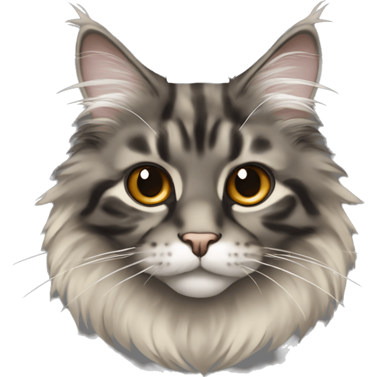 grey and beige tortoiseshell fluffy main coon cat emoji