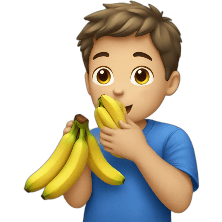 boy eating three bananas emoji