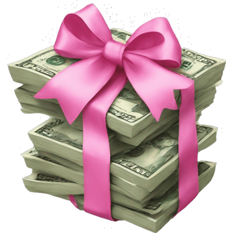 Money stack with pink bow emoji