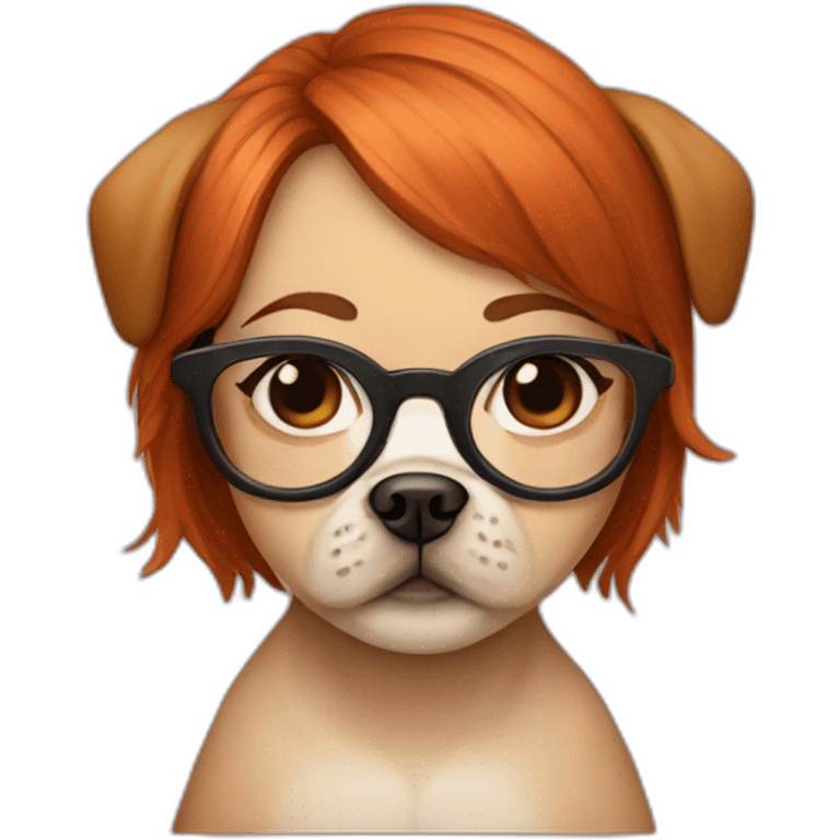 Red-haired girl with glasses and a pug emoji