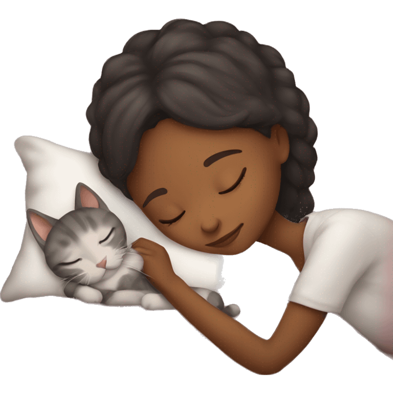 Girl sleeping with cat emoji