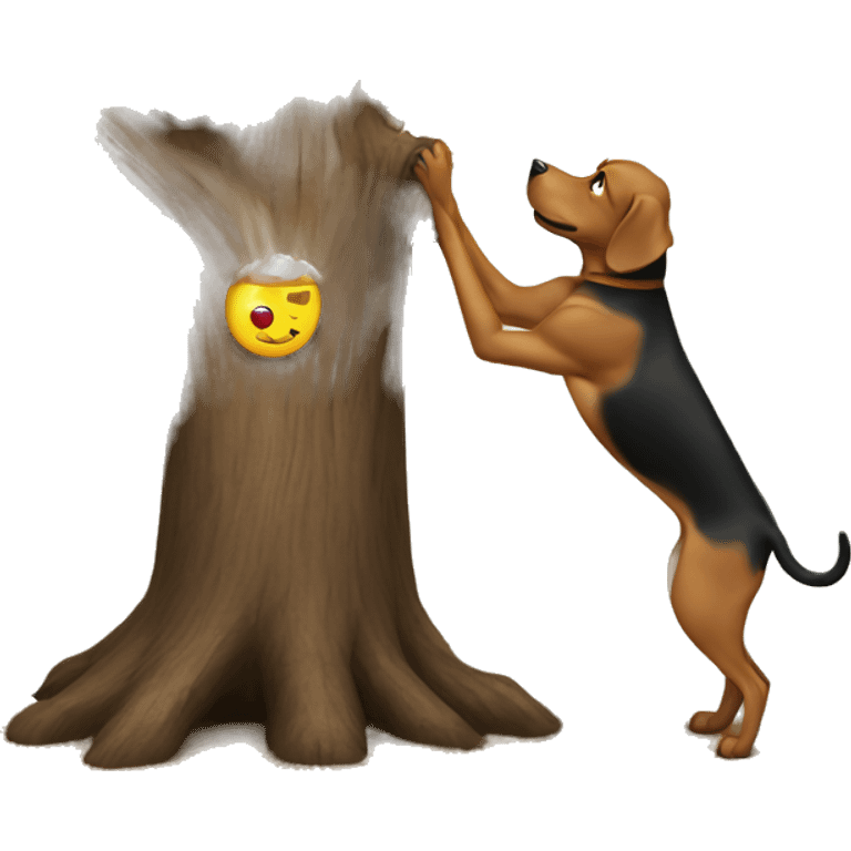 Tree releases sap onto dog.  emoji