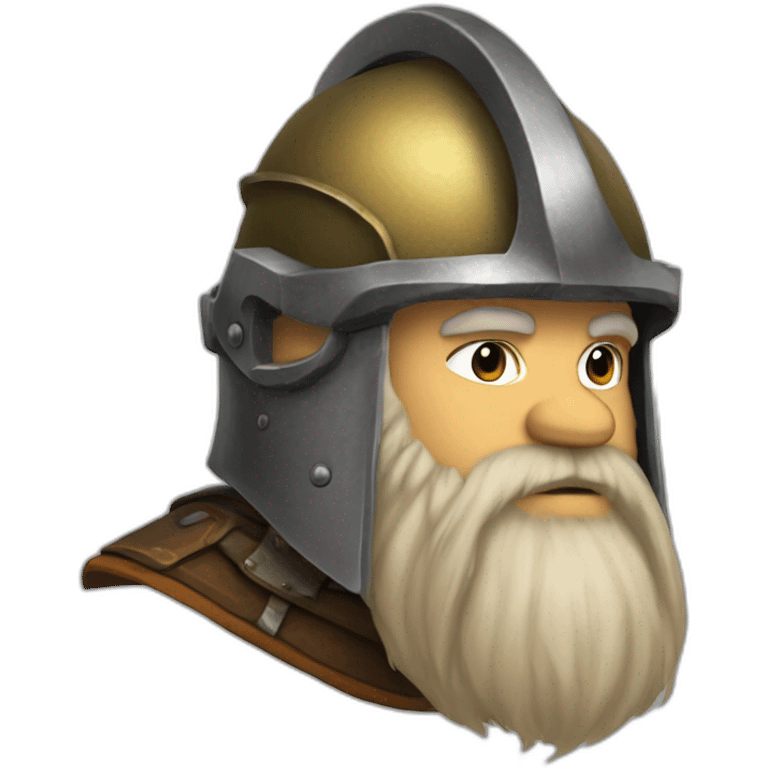 dwarf from adnd with very long beard and a helmet emoji