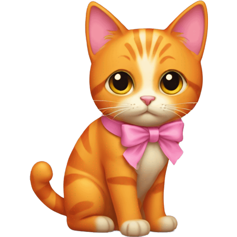 An orange cat with a pink bow emoji