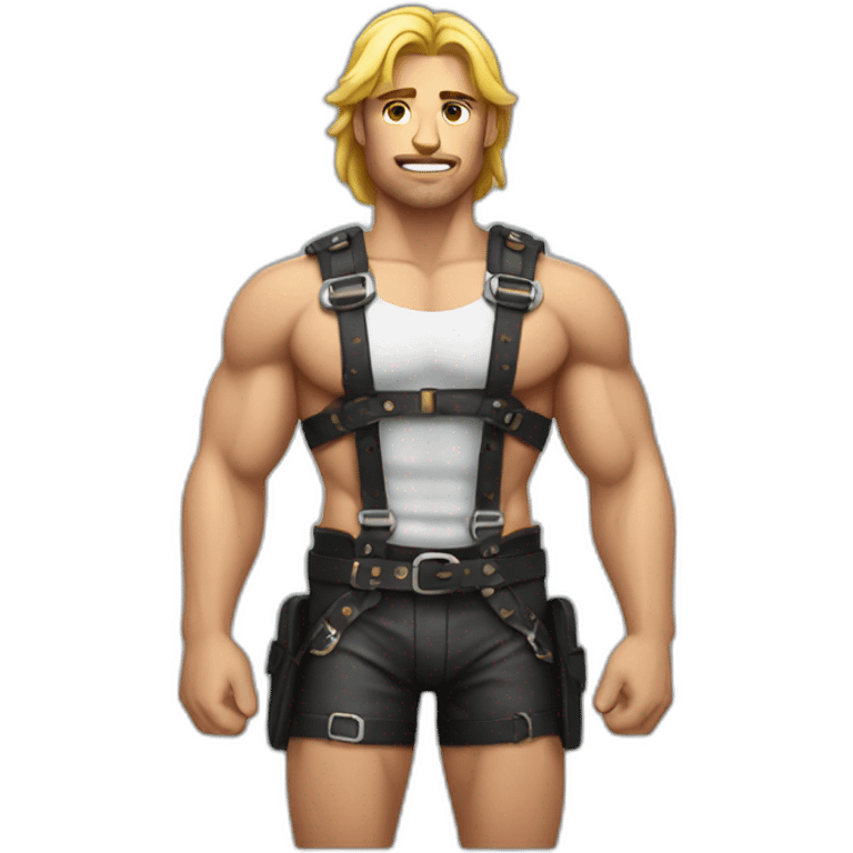 Muscular Male in leather harness emoji