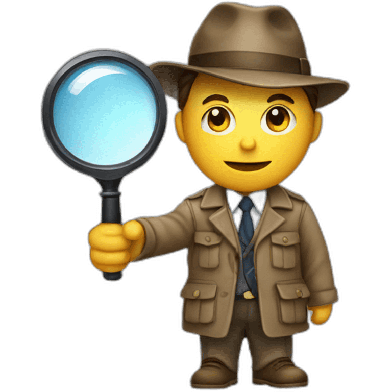 A detective in a detective outfit full body with a magnifying glass emoji