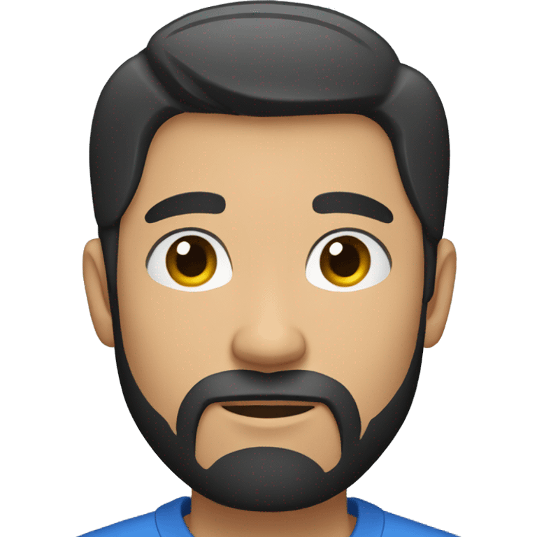 full Man with short black hair and circle beard wearing a blue shirt  emoji