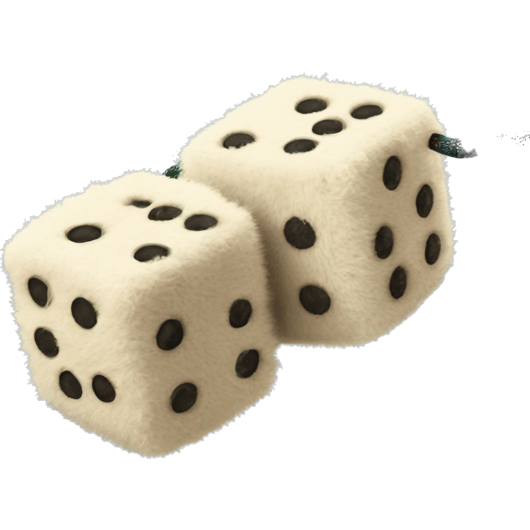 Two fluffy dice connected by a string  emoji