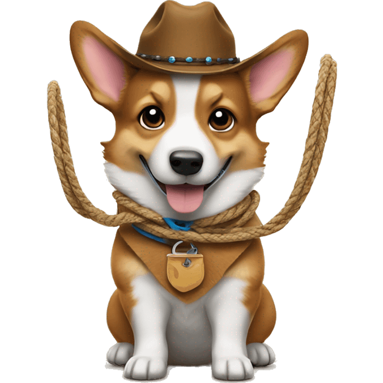 Cowboy corgi with lasso emoji