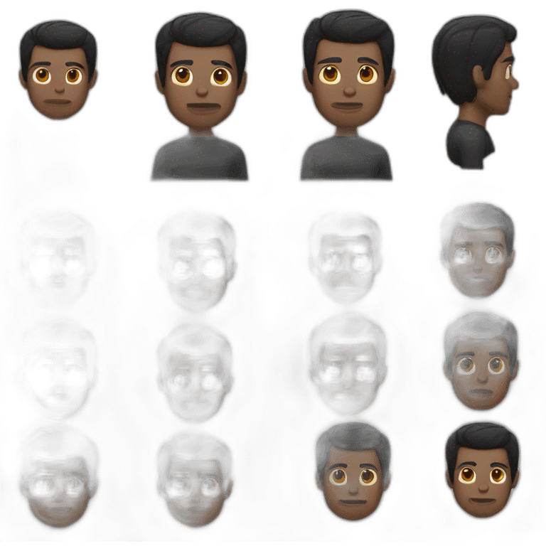 A dark-skinned man with smooth black hair styled to the right emoji