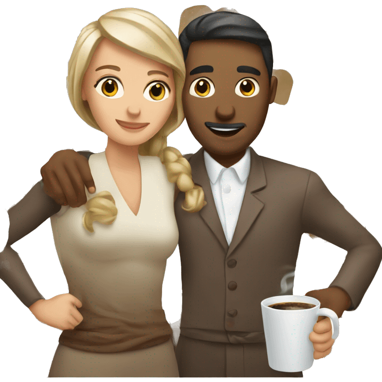 Man and woman sharing coffee emoji