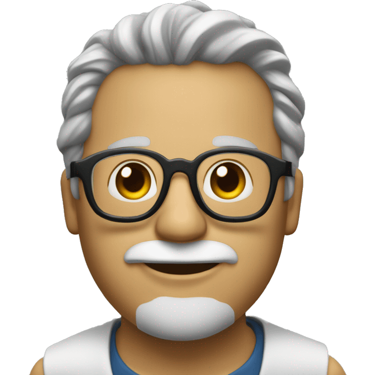 Profesor gordo, con pelo obscuro, y gafas emoji