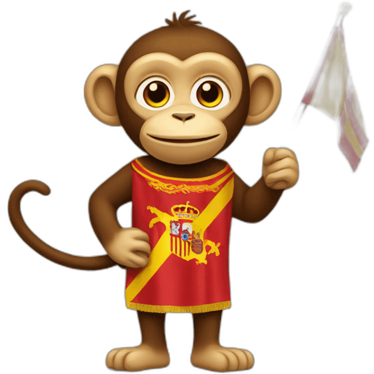 A monkey holding Spain flag emoji