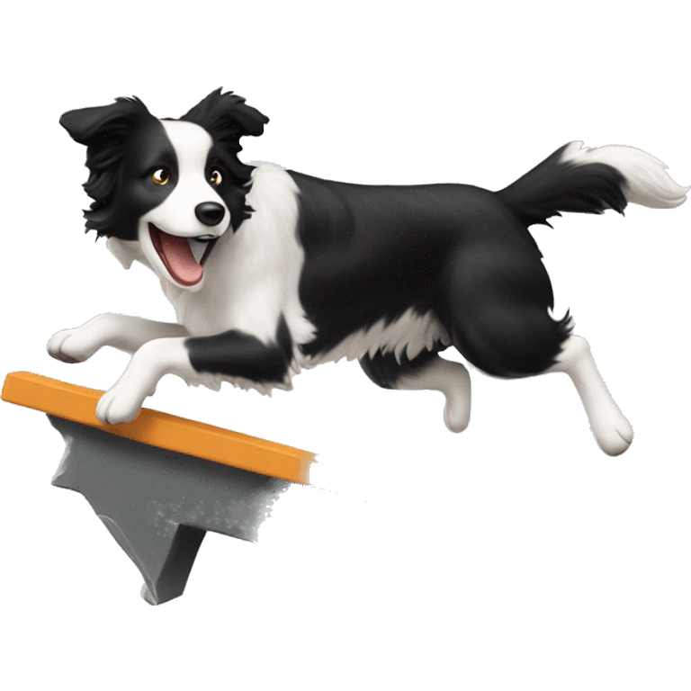 Border collie jumping over anvil emoji