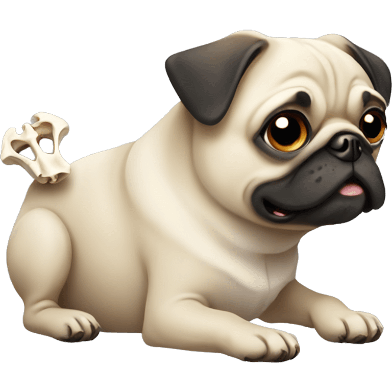 Pug with bone emoji