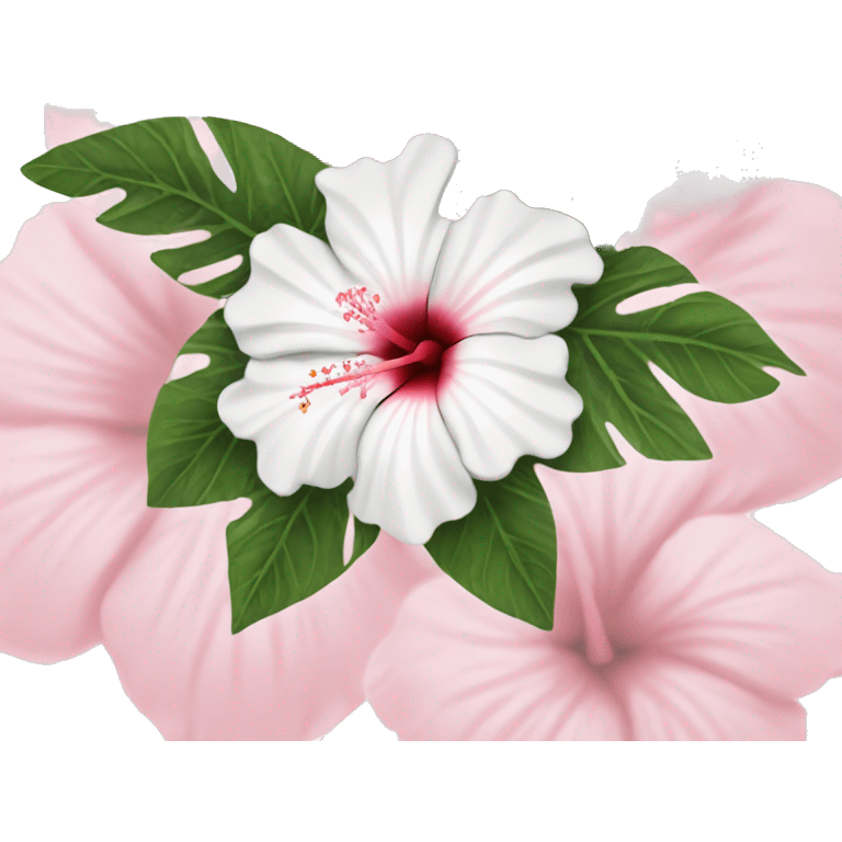 White and light pink hibiscus  emoji