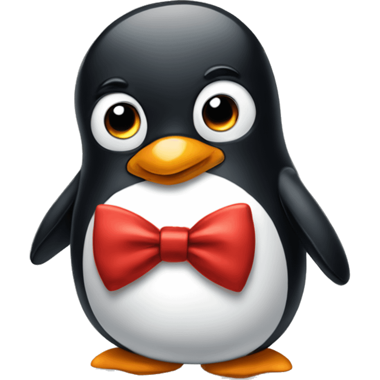 Sad penguin wearing red bow tie  emoji