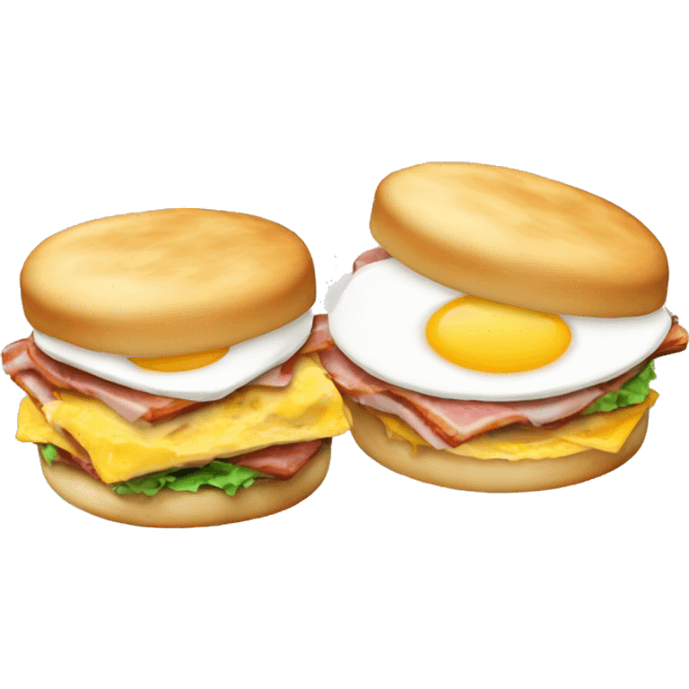 Breakfast sandwich with English muffin with egg bacon and cheese emoji