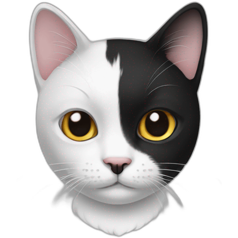 Black and white cat white a black mustache  emoji