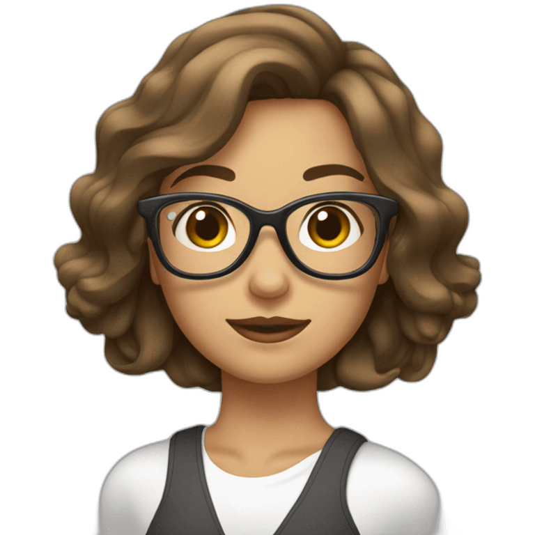 femme blanche brune avec les cheveux au carré et lisses et des lunettes emoji