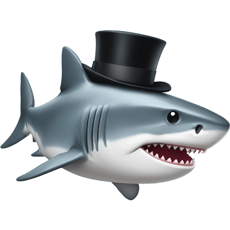 Shark with a top hat emoji