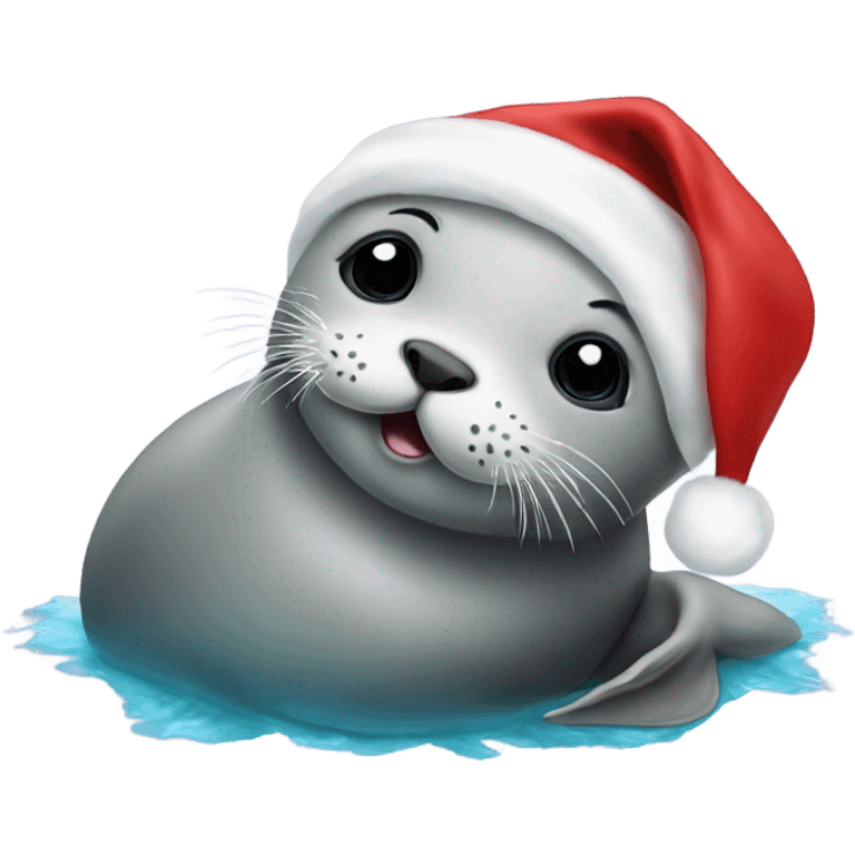 Baby seal with Santa ha emoji