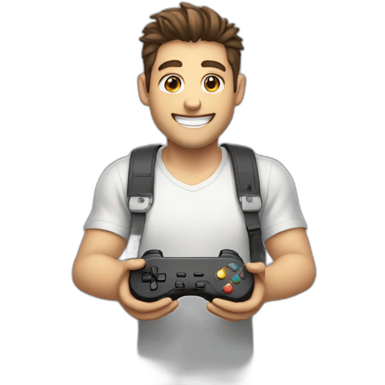 A GUY PLAY VIDEO GAMES CONSOLE SMILE emoji