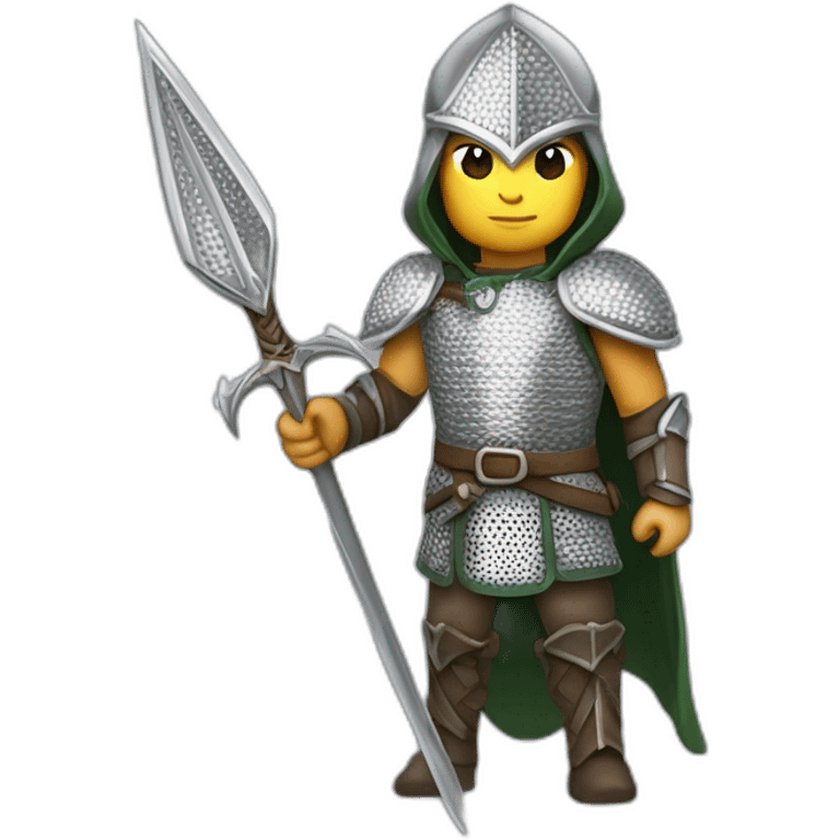 gondolindrim elven warrior silmarillion with silver chainmail shield and spear emoji