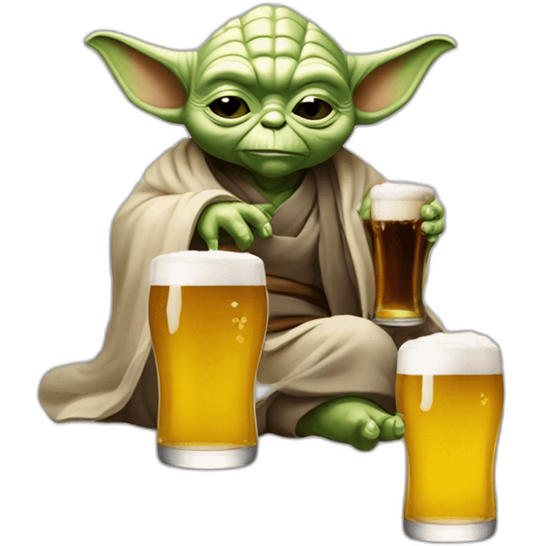 Maître Yoda qui dort avec un chat et une bière une bière emoji