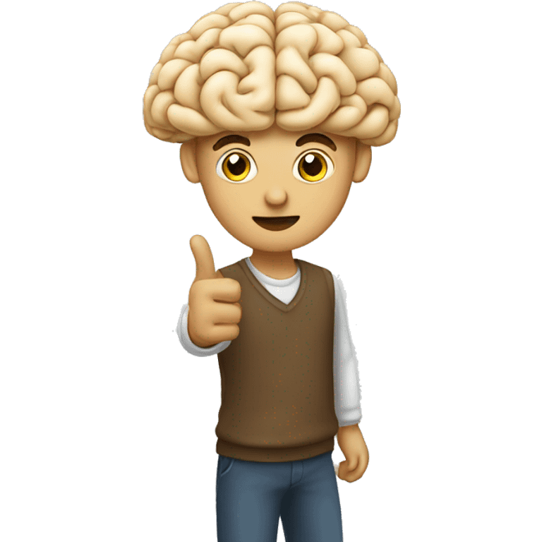 a person pointing to his brain emoji