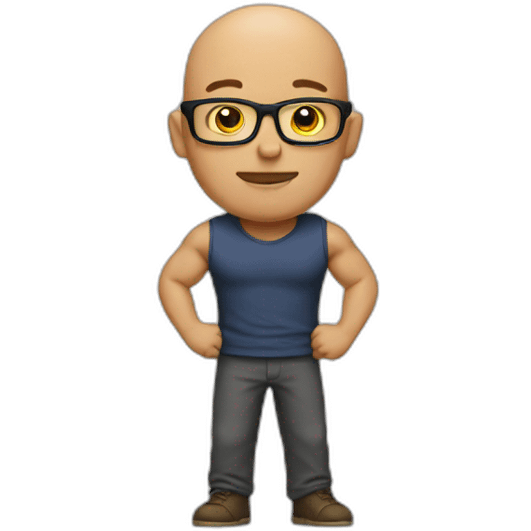 bald geek with muscular body emoji