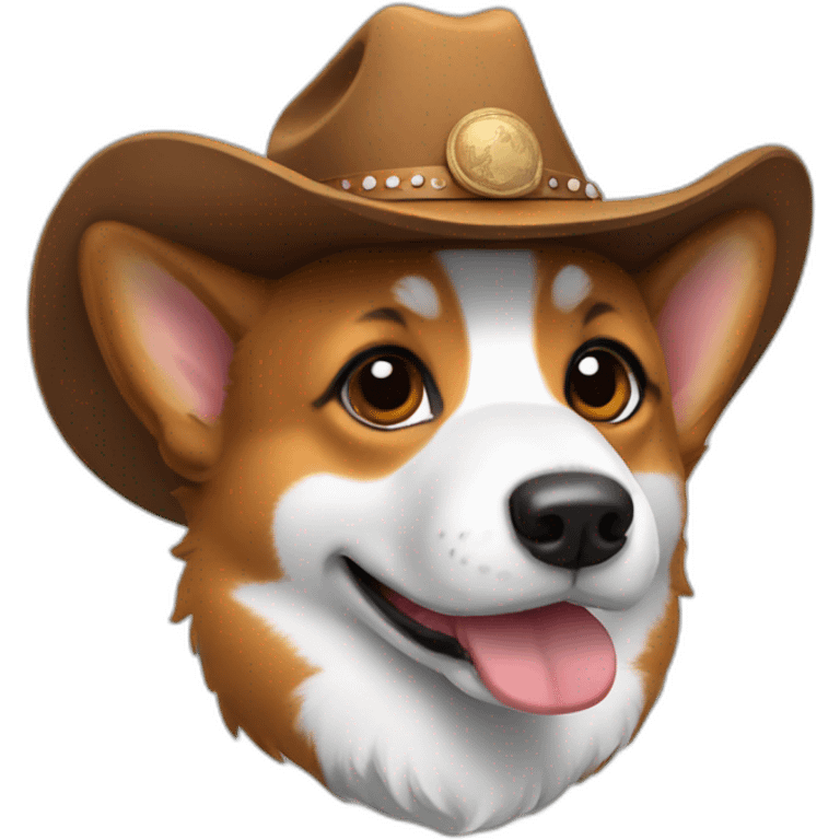  tricolor corgi wearing cowboy hat emoji