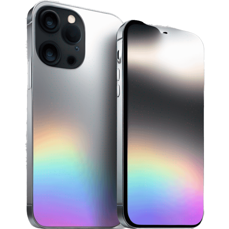 Realistic isolated gradient silver holographic iphone 14 pro emoji