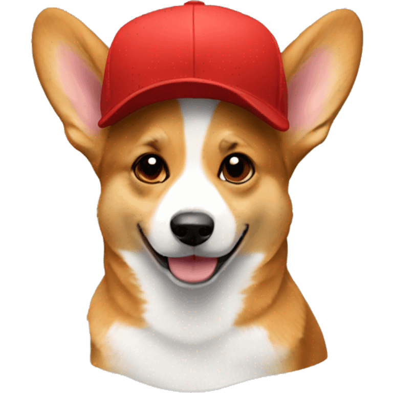 a corgi dog using red cap emoji