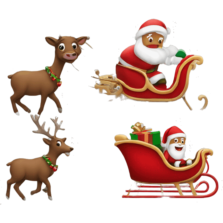 Santa, his sleigh and his reindeers emoji