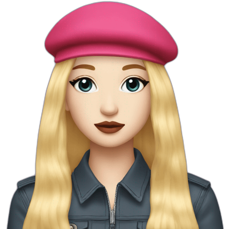 kim petras with beret and straight hair emoji