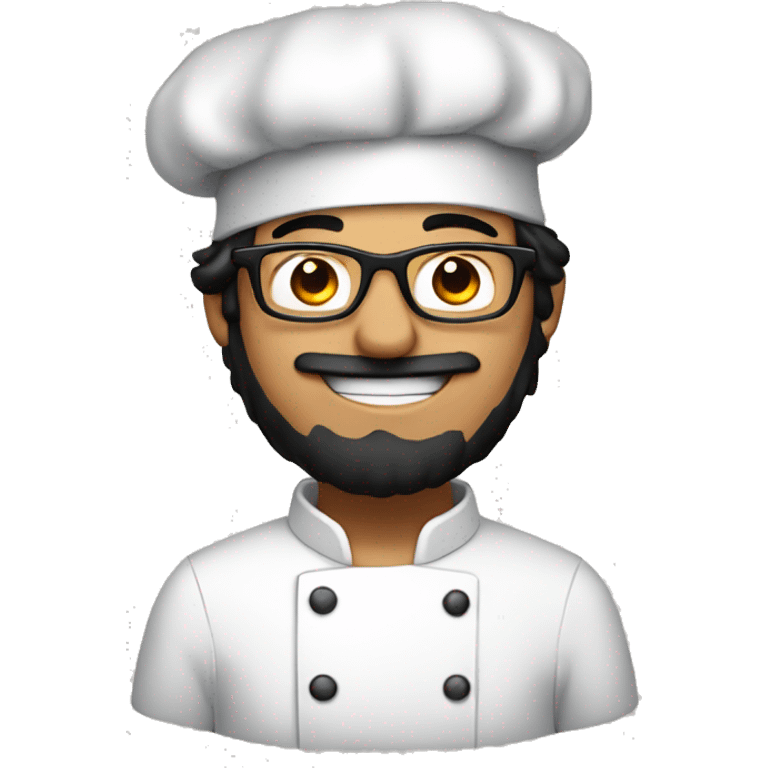 man with black hair and glasses wearing a chef's hat emoji