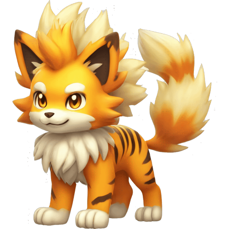 Colorful Shiny Kawaii Cute Tiger-Arcanine—Vulpix-Fakémon-Pokémon full body emoji