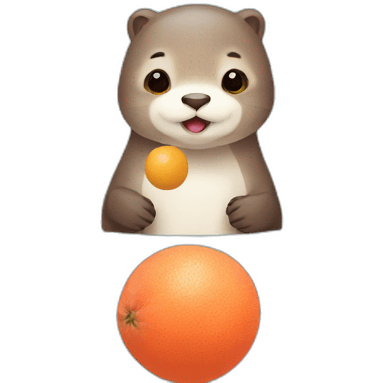 Cute otter with grapefruit emoji