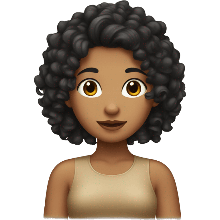 tan deer girl with black curly hair emoji